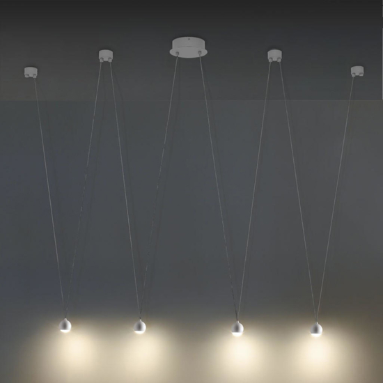 Lampadario per tavolo da pranzo 4 sfere led 3000k bianco vivida shallow