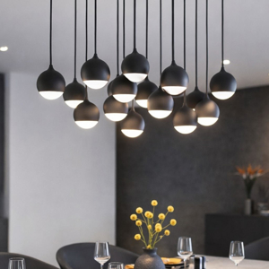 Shallow vivida lampadario cascata nero per salotto led 40w 3000k