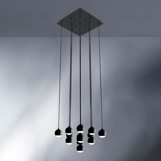 Shallow vivida lampadario cascata nero per salotto led 40w 3000k