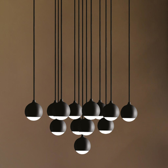Shallow vivida lampadario cascata nero per salotto led 40w 3000k