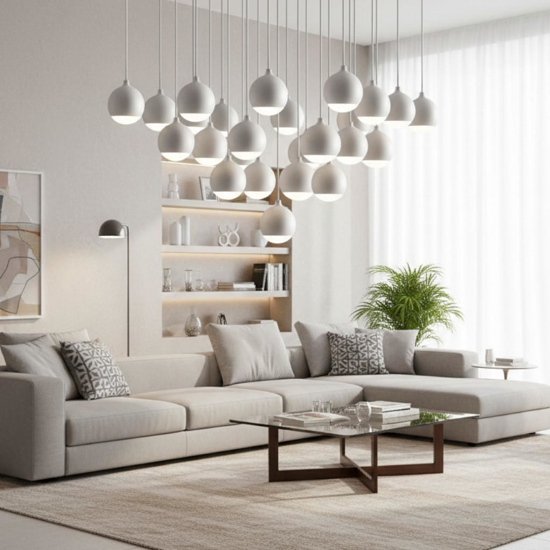 Grande lampadario per salotto a cascata led 62w 3000k bianco vivida shallow