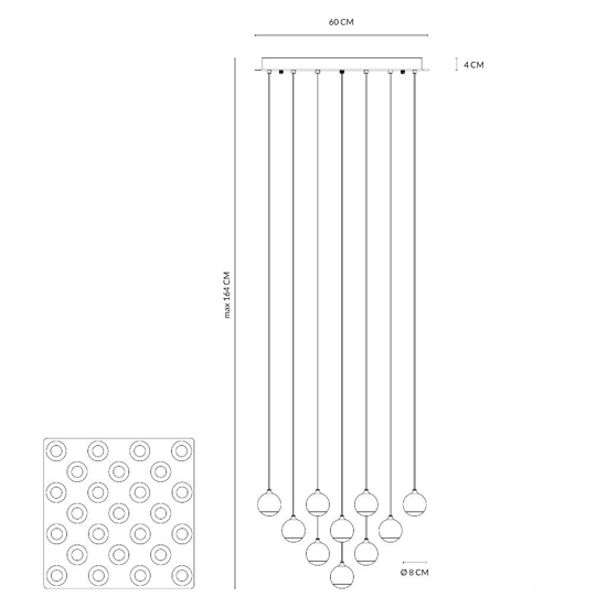 Grande lampadario per salotto a cascata led 62w 3000k bianco vivida shallow