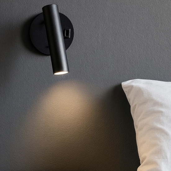 Applique da comodino orientabile nera led 2w 3000k 4000k vivida betu