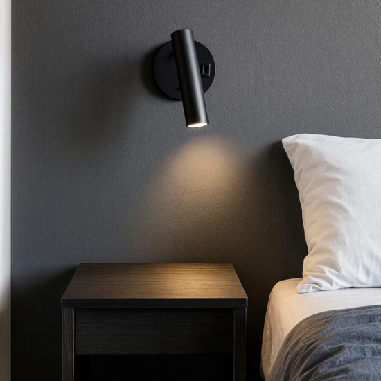 Applique da comodino orientabile nera led 2w 3000k 4000k vivida betu