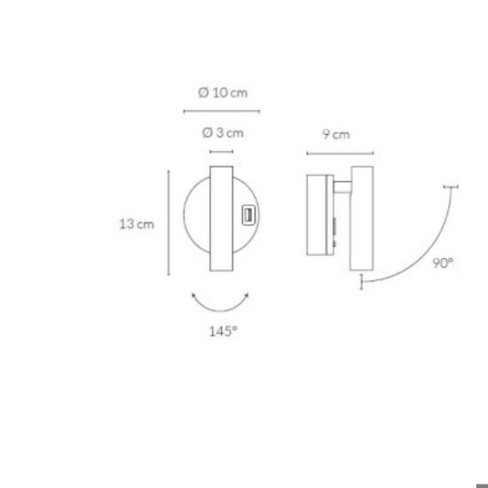 Applique da comodino orientabile nera led 2w 3000k 4000k vivida betu
