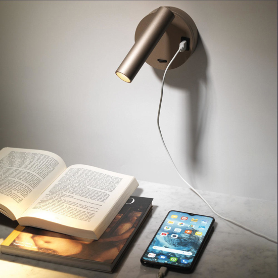 Applique orientabile da comodino led 3000 4000k sabbia vivida betu