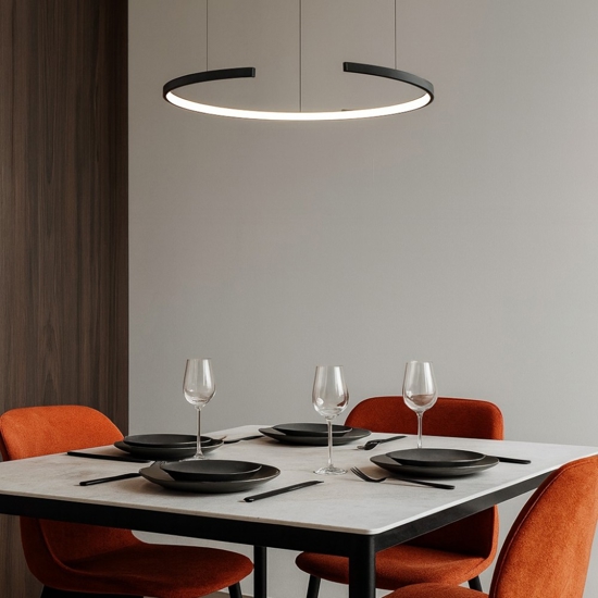 Lampadario moderno led 25w 3000k 4000k vivida olympic nero