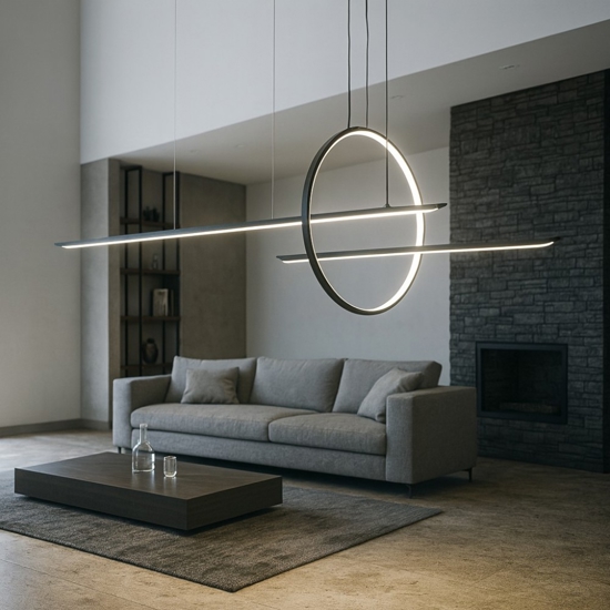 Vivida in&out lampadario moderno nero led 50w 3000k 4000k
