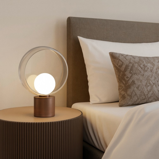 Lampada da comodino vivida cosmit marrone design moderna