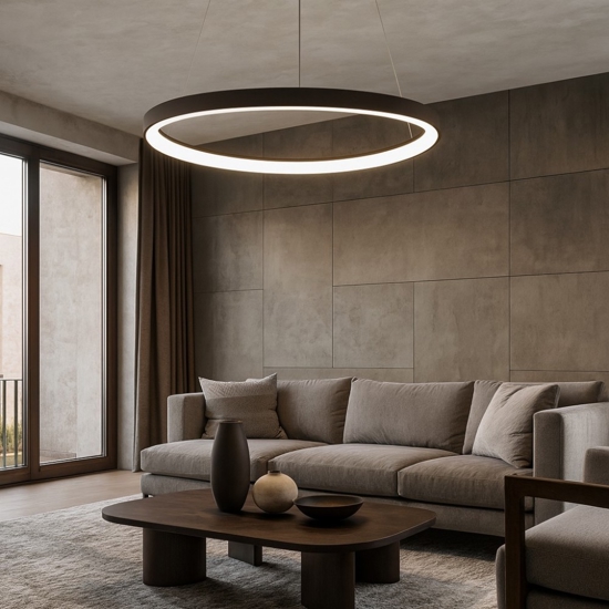 Lampadario vivida lifering moderno bronzo per soggiorno led 48w 3000k 4000k dimmerabile