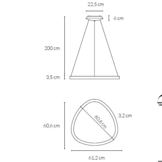 Lampadario vivida lifering moderno bronzo per soggiorno led 48w 3000k 4000k dimmerabile