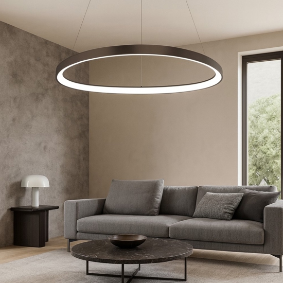 Lampadario vivida lifering bronzo led 60w 3000k 4000k per soggiorno dimmerabile