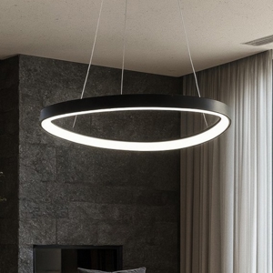 Vivida international lampadario design moderno lifering nero led 60w 3000k 4000k per soggiorno