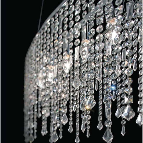 Rain pl3 plafoniera camera da letto ovale cromo cristalli trasparenti ideal lux