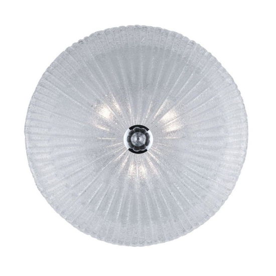 Ideal lux shell pl3 plafoniera camera da letto rotonda vetro trasparente granigliato