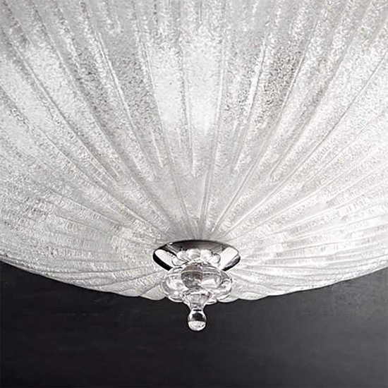 Ideal lux shell pl3 plafoniera camera da letto rotonda vetro trasparente granigliato