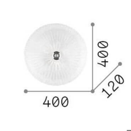 Ideal lux shell pl3 plafoniera camera da letto rotonda vetro trasparente granigliato