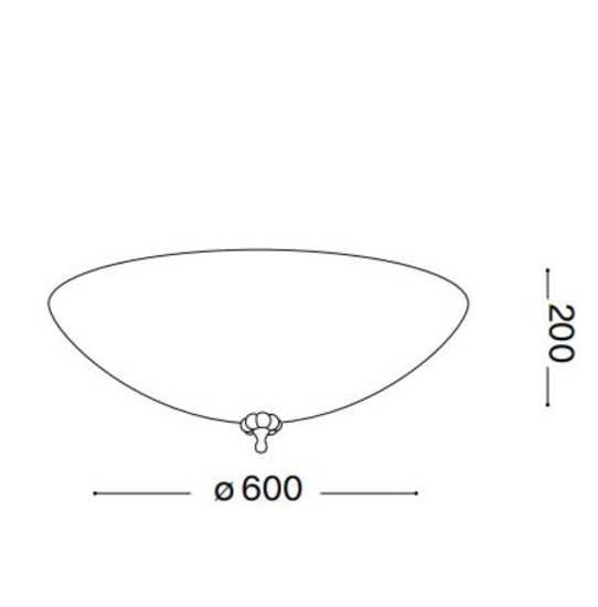 Ideal lux shell pl6 plafoniera per camera da letto rotonda di cristallo trasparente