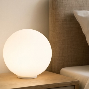 Mapa tl1 d30 ideal lux lampade da comodino sfera in vetro bianco 30cm per camera da letto