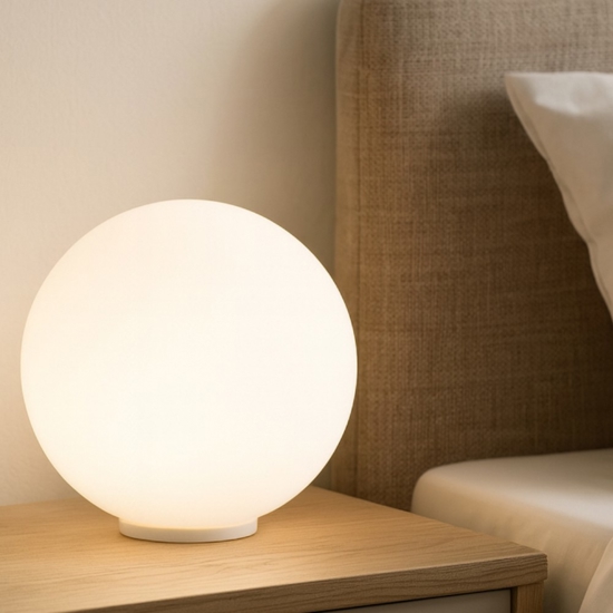 Mapa tl1 d30 ideal lux lampade da comodino sfera in vetro bianco 30cm per camera da letto