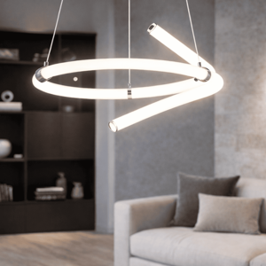 Lampadario per soggiorno moderno cromo led 3000k dimmerabile vivida lightline