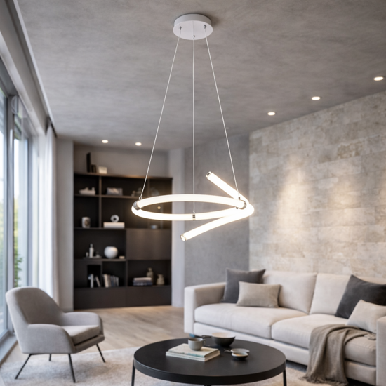 Lampadario per soggiorno moderno cromo led 3000k dimmerabile vivida lightline