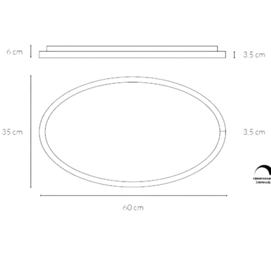 Plafoniera ovale nera led 40w 3000k 4000k dimmerabile vivida lifering
