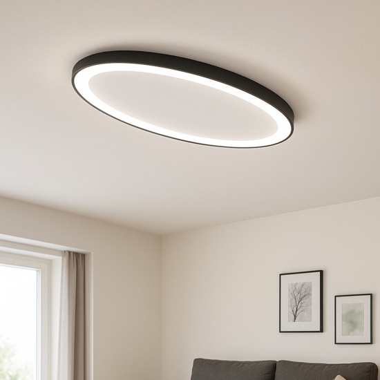 Plafoniera vivida lifering-o ovale nera led 3000k 4000k dimmerabile