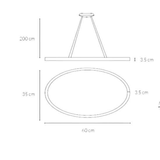 Vivida lifering-o nero lampadario ovale led 40w 3000k 4000k