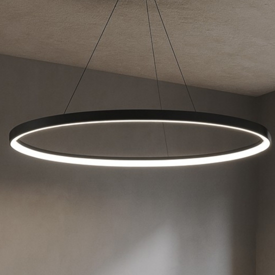 Grande lampadario ovale nero led 80w 3000k 4000k vivida lifering-o