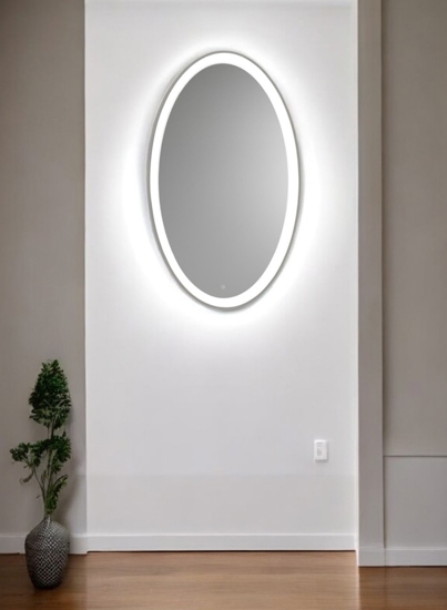 Vivida lifering-o titanio specchio ovale moderno led 28w 3000k