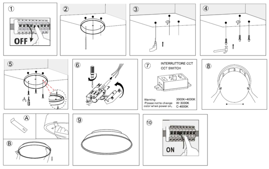 Vivida pinco plafoniera per cucina rotonda bianca led 40w 3000k 4000k dimmerabile