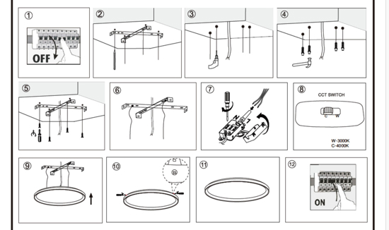 Plafoniera da cucina vivida lifering nera rotonda 48w 3000k 4000k dimmerabile