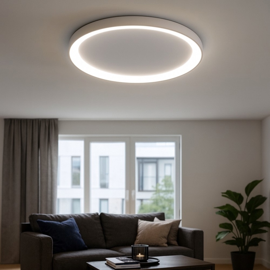 Plafoniera led 60w ovale vivida lifering-r titanio 3000k 4000k dimmerabile
