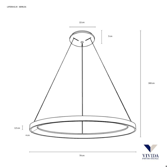 Vivida lampadario lifering-r rotondo bianco led 80w 3000k 4000k