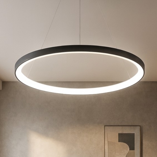 Lampadario vivida  lifering-r nero led 80w 3000k 4000k moderno rotondo