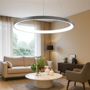 Lampadario led 80w 3000k 4000k vivida  lifering-r titanio rotondo