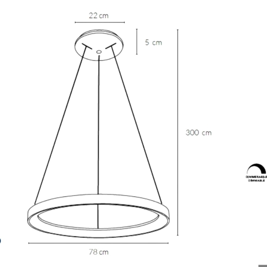 Lampadario led 80w 3000k 4000k vivida  lifering-r titanio rotondo