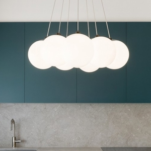 Lampadario bronzo vivida pearl 7 luci bianche per tavolo cucina led 36w 3000k