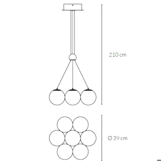 Lampadario bronzo vivida pearl 7 luci bianche per tavolo cucina led 36w 3000k