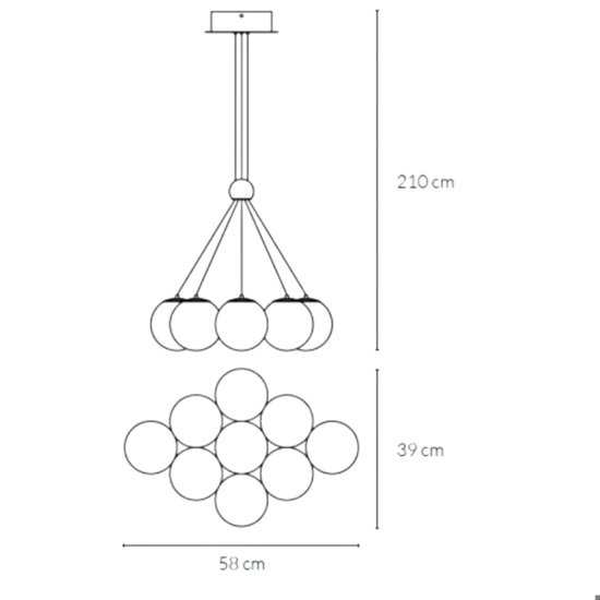 Lampadario vivida pearl bronzo 9 sfere vetro bianco