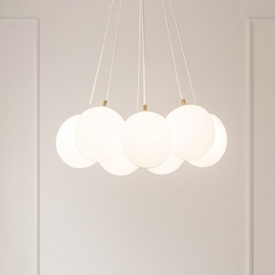 Vivida pearl lampadario oro vetro bianco led 36w 3000k