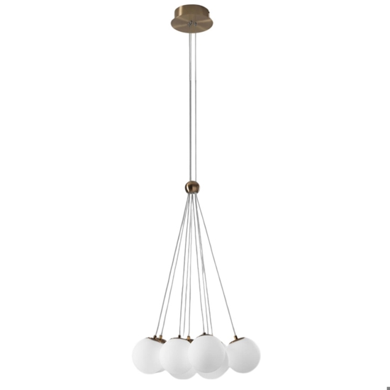 Lampadario con pendenti vetro bianco oro rosa vivida pearl