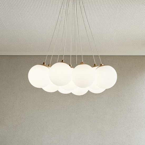 Lampadario 9 luci oro per soggiorno moderno vivida pearl