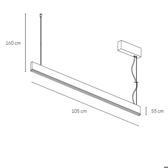 Lampadario orizzontale da cucina bianco led 36w vivida segmento