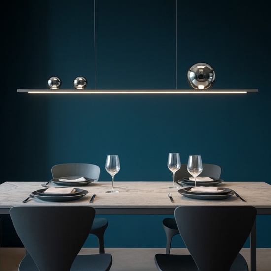 Lampadario vivida moonlight titanio sfere argento led 36w 3000k da tavolo cucina