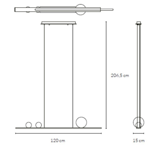 Lampadario vivida moonlight titanio sfere argento led 36w 3000k da tavolo cucina
