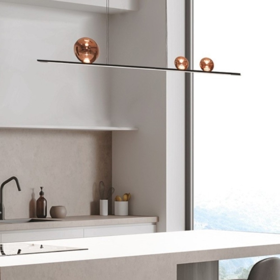 Vivida moonlight lampadario nero sfere vetro rame led 36w 3000k