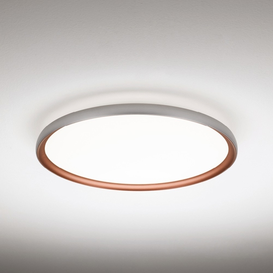 Plafoniera atena rotonda led 55w 3000k 4000k rame e argento vivida