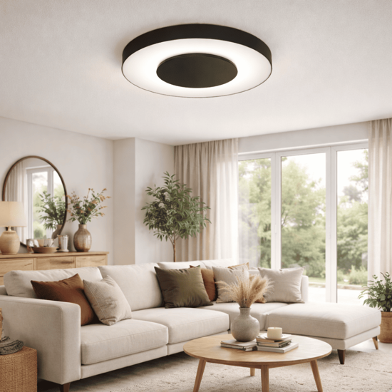 Plafoniera moderna led 24w 3000k 4000k aurea vivida nera